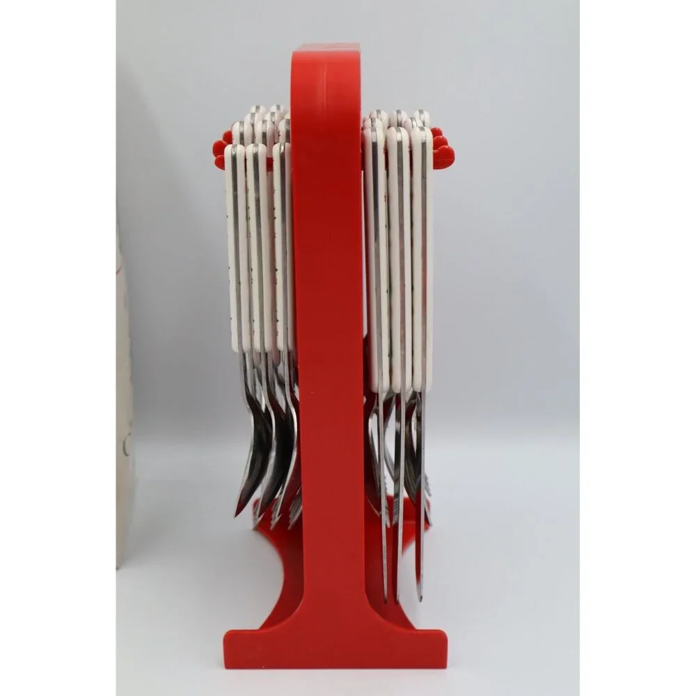 Oneida Holiday Colormates 22-Piece Flatware Set w/ Tote Caddy Christmas Japan